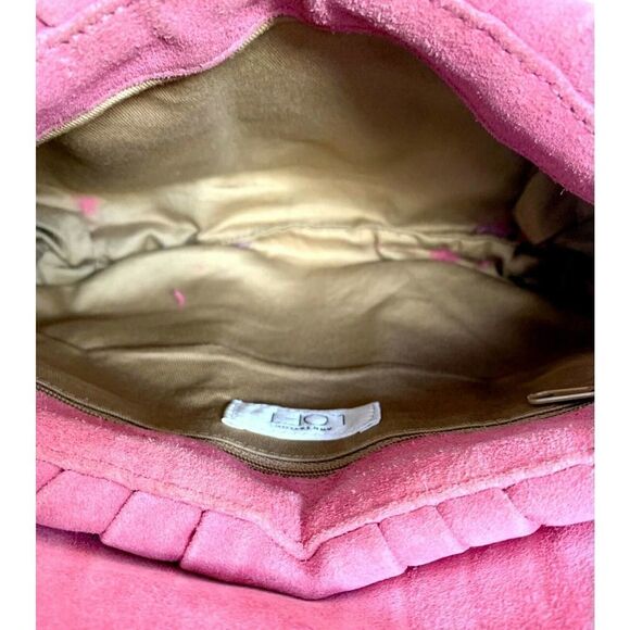 Ann Taylor DUST PINK GENUINE LEATHER SUEDE CHAIN STRAP SHOULDER BAG HANDBAG BOHO - Picture 10 of 11